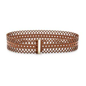 Tory Burch Vintage Vechetta Perforated Belt Size S (4-6) Brown w/ Gold Hardware